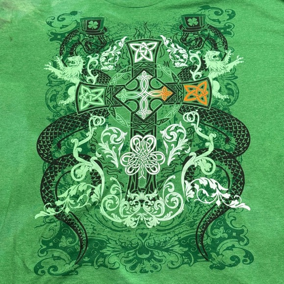 Delta Pro Weight Snake T-Shirt Mens 2XL Green Celtic Cross Irish St Patricks - Picture 3 of 9